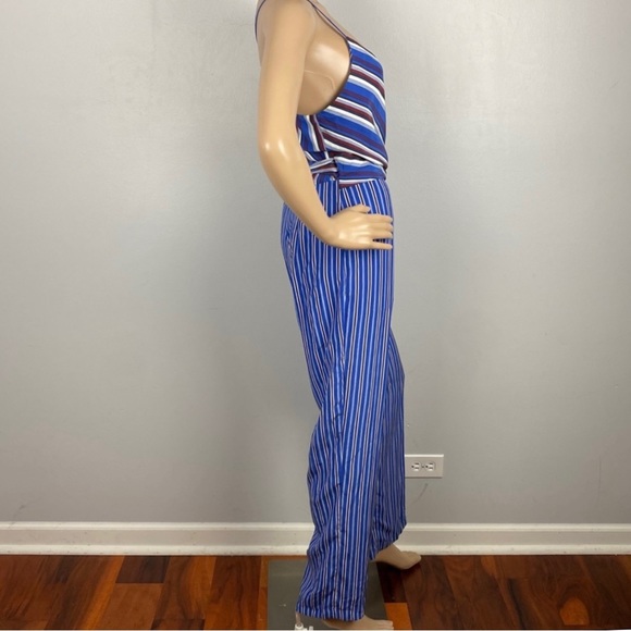 RAG & BONE REVOLVE BLUE SILK STRIPED JUMPSUIT - Picture 5 of 11